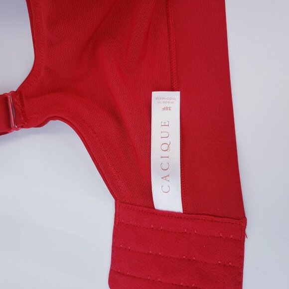 NWT Cacique Balconette Bra Womens Red Lace Floral Underwire 38F - Picture 2 of 7